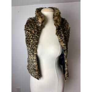 Cherokee Leopard Print Faux Fur Sleeveless Vest Sz L 10/12 Kids